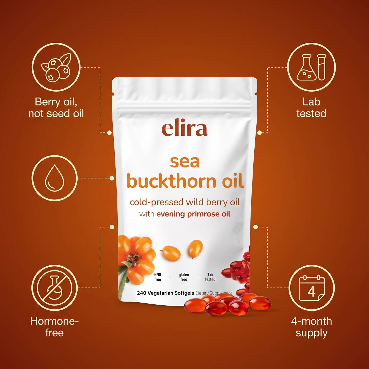 Elira® Sea Buckthorn Oil Softgels